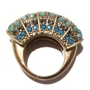 Lia Sophia Mirage Gold Tone Multi Stone Statement Ring Size 8.5